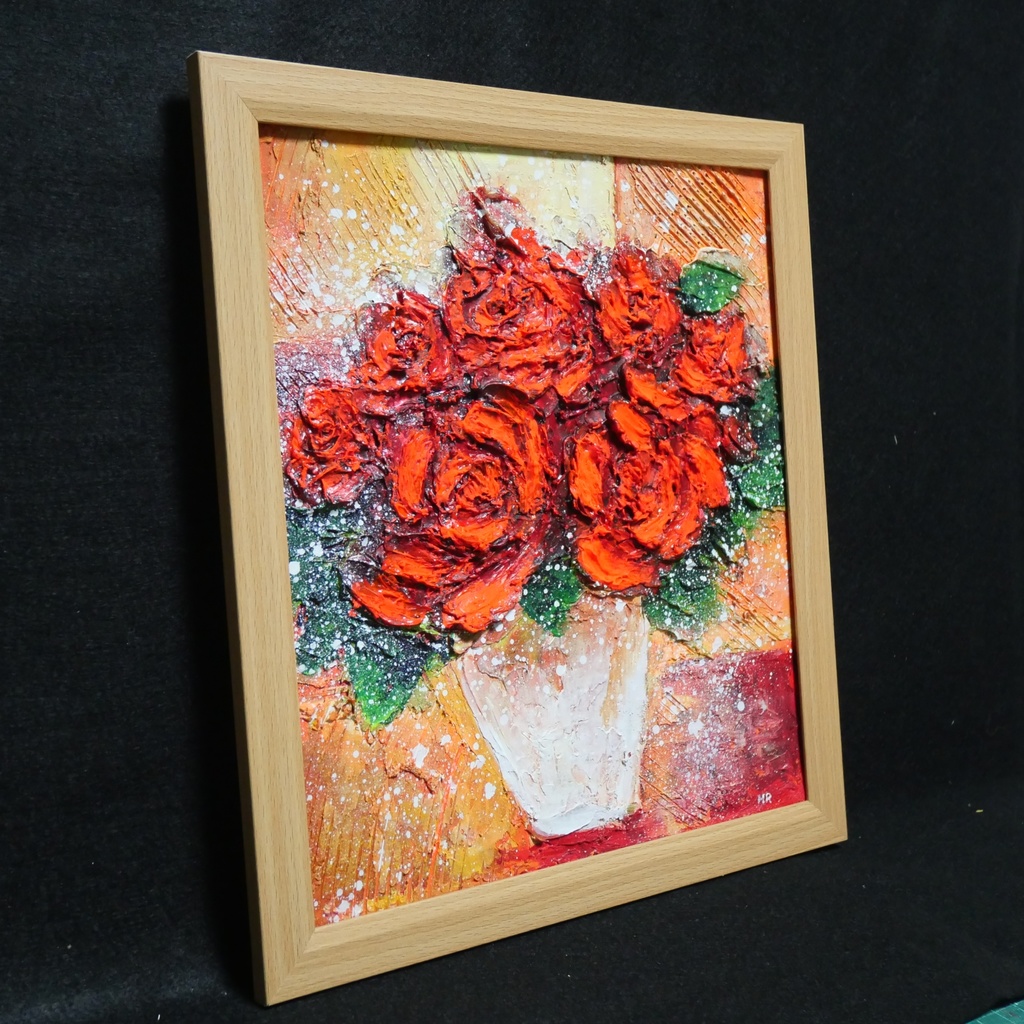 油絵 絵画 【赤い薔薇 】