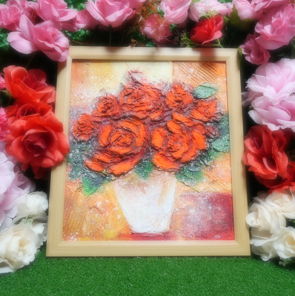 油絵 絵画 【赤い薔薇 】