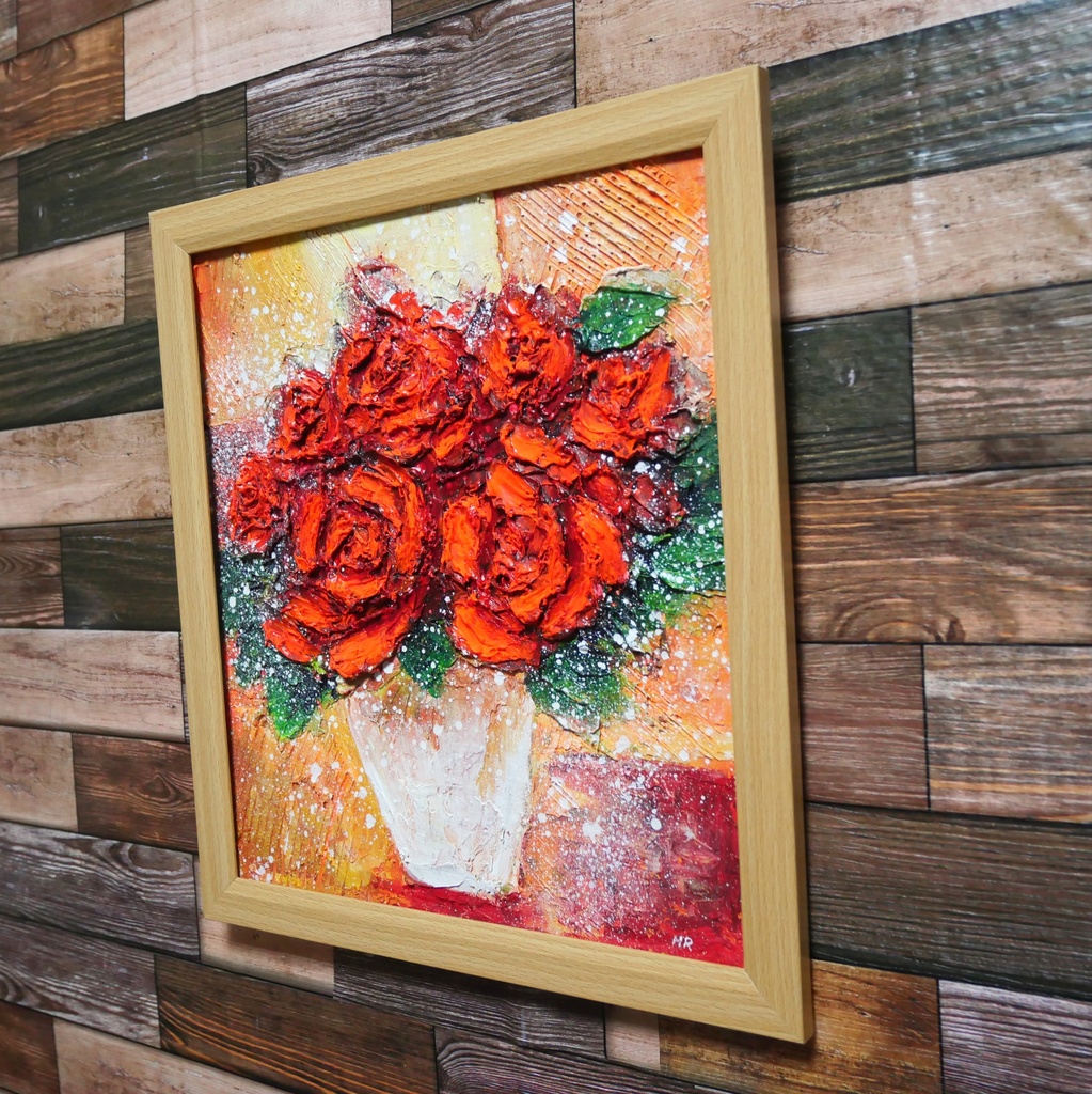 油絵 絵画 【赤い薔薇 】