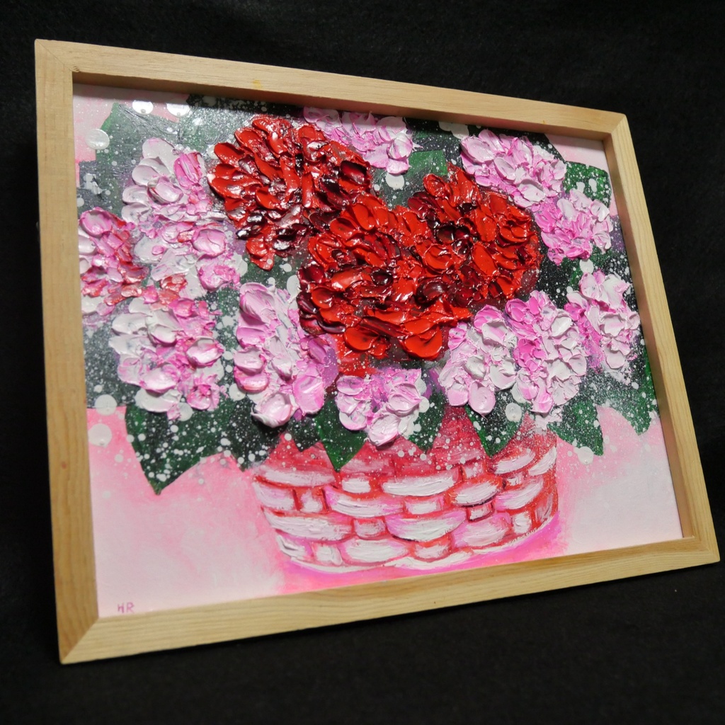 油絵 油彩 油彩画 絵 絵画【華やかなカーネーション】