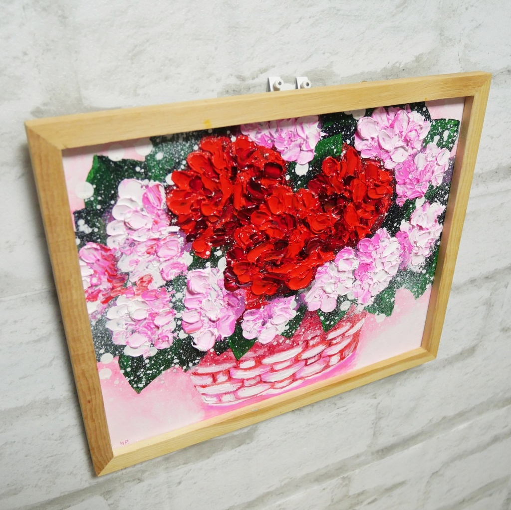 油絵 油彩 油彩画 絵 絵画【華やかなカーネーション】