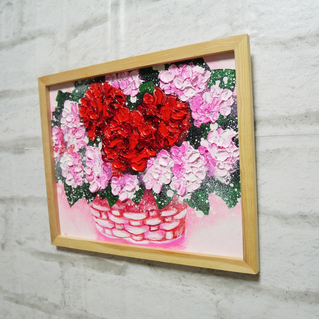 油絵 油彩 油彩画 絵 絵画【華やかなカーネーション】