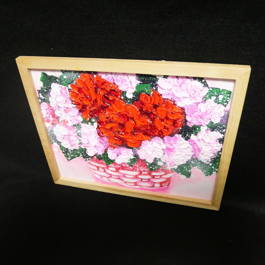 油絵 油彩 油彩画 絵 絵画【華やかなカーネーション】