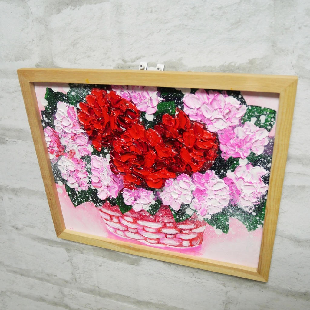 油絵 油彩 油彩画 絵 絵画【華やかなカーネーション】