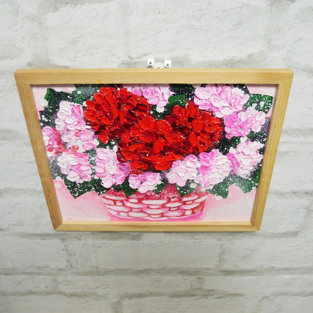 油絵 油彩 油彩画 絵 絵画【華やかなカーネーション】