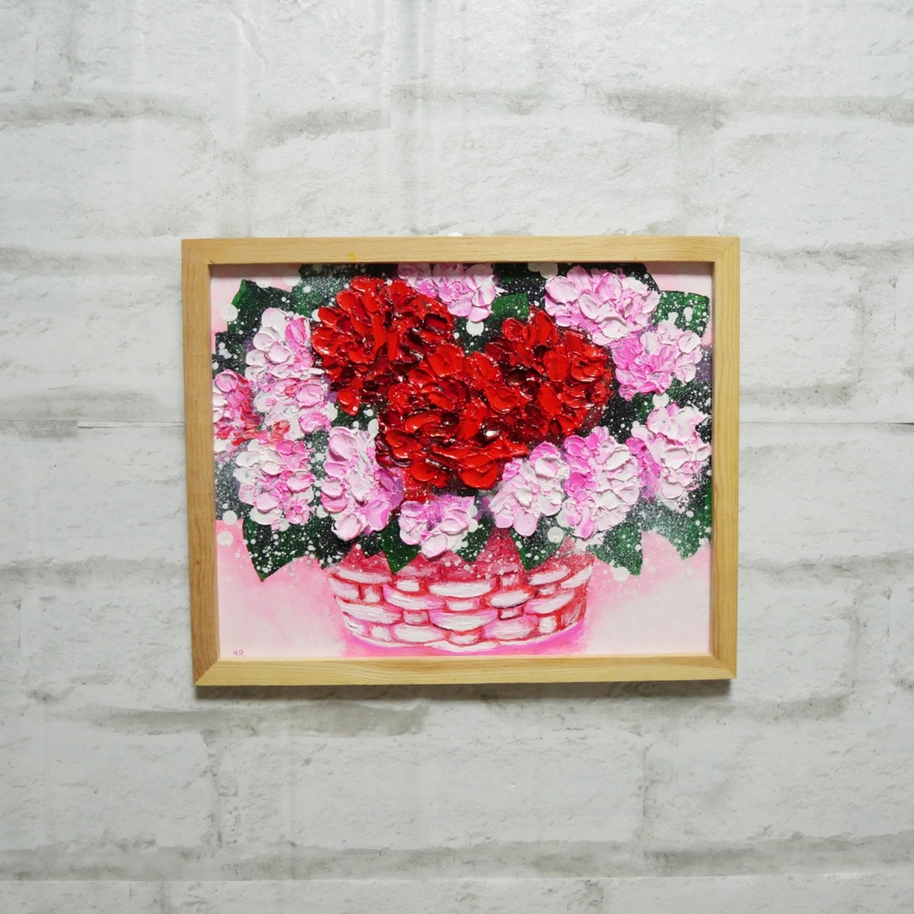 油絵 油彩 油彩画 絵 絵画【華やかなカーネーション】