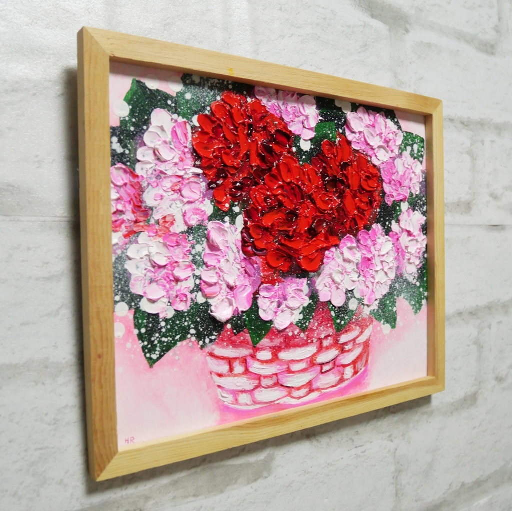 油絵 油彩 油彩画 絵 絵画【華やかなカーネーション】