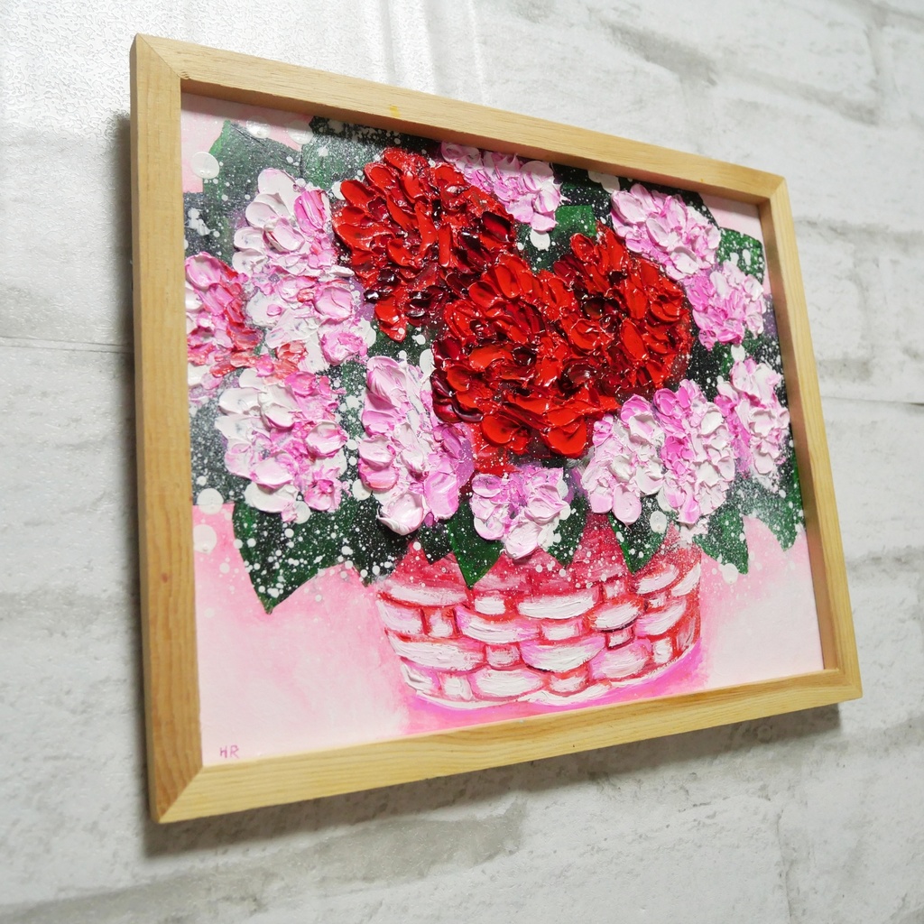 油絵 油彩 油彩画 絵 絵画【華やかなカーネーション】