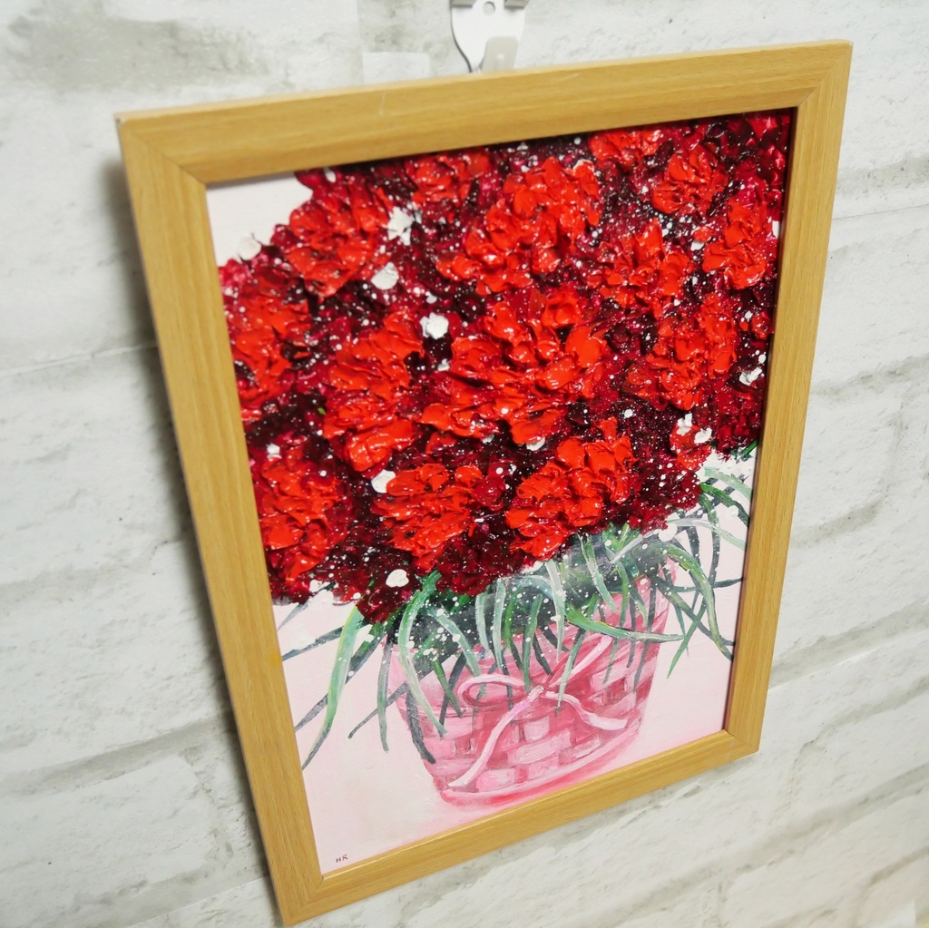 油絵 油彩 油彩画 絵 絵画 【赤いカーネーション】