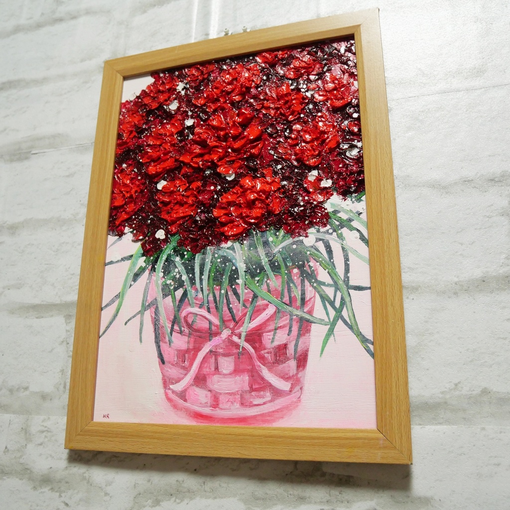 油絵 油彩 油彩画 絵 絵画 【赤いカーネーション】