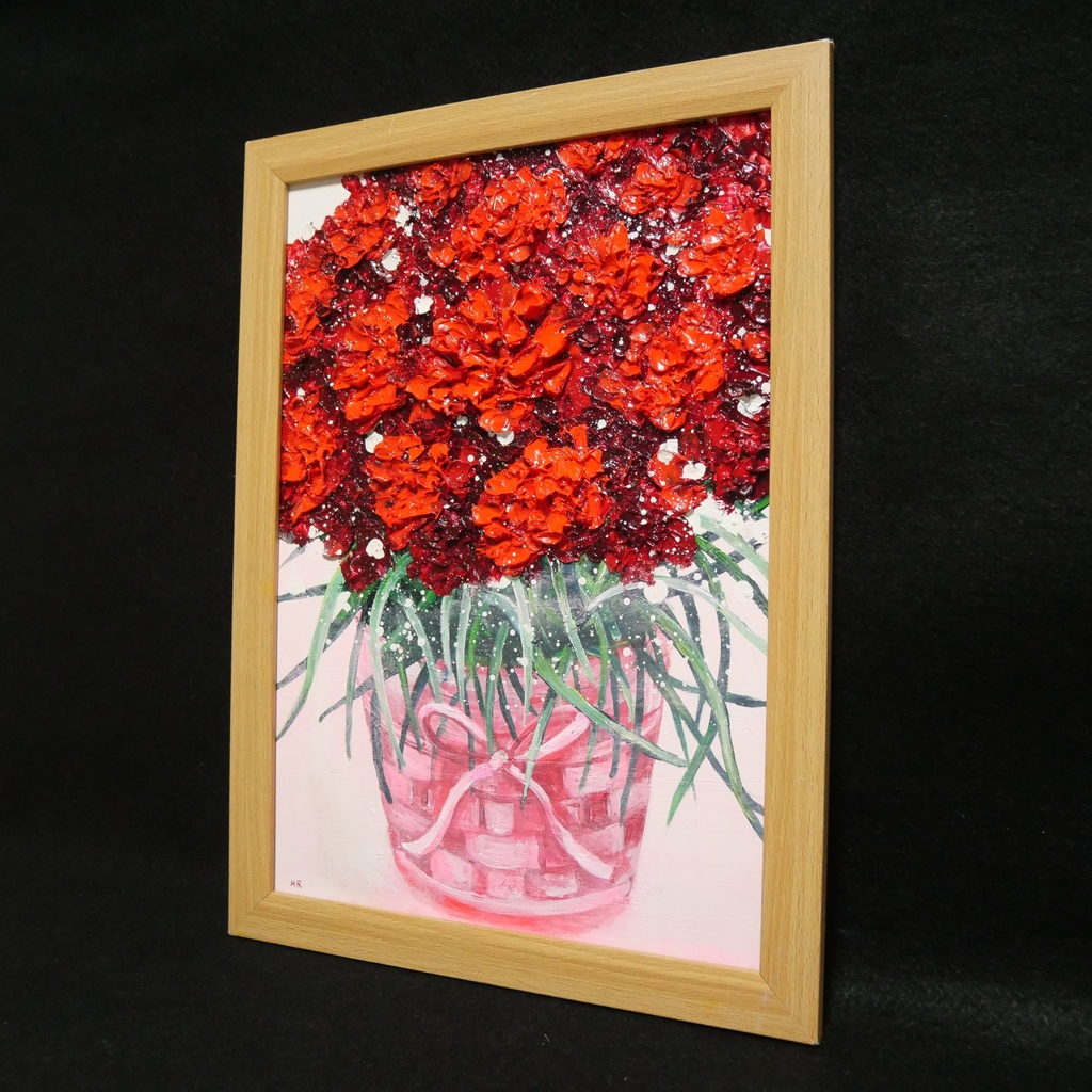油絵 油彩 油彩画 絵 絵画 【赤いカーネーション】