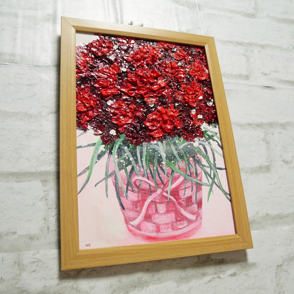 油絵 油彩 油彩画 絵 絵画 【赤いカーネーション】