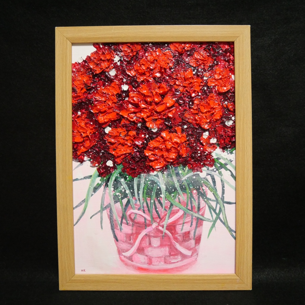 油絵 油彩 油彩画 絵 絵画 【赤いカーネーション】