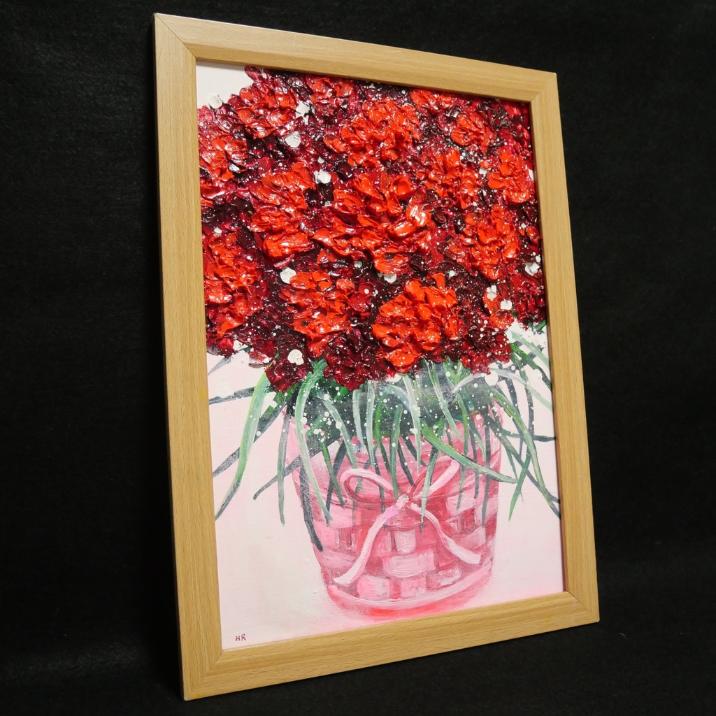 油絵 油彩 油彩画 絵 絵画 【赤いカーネーション】