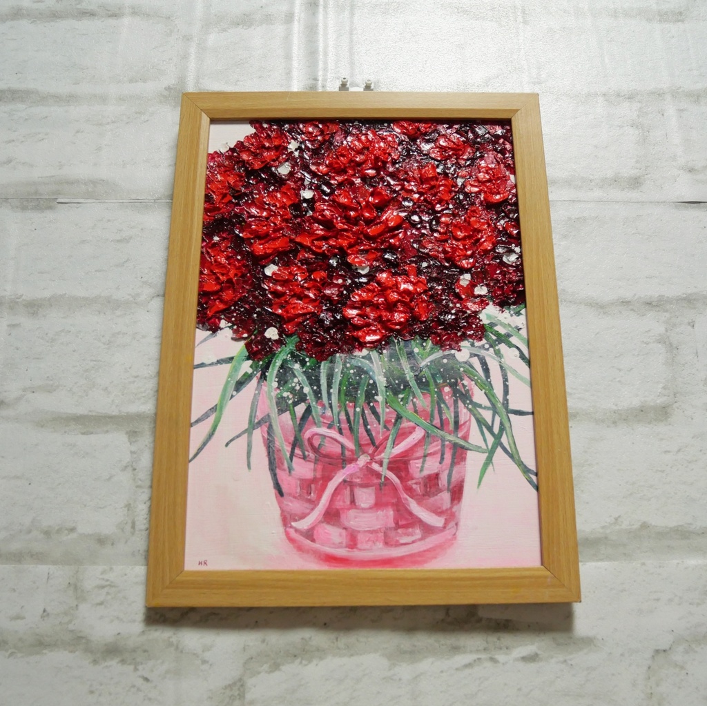 油絵 油彩 油彩画 絵 絵画 【赤いカーネーション】