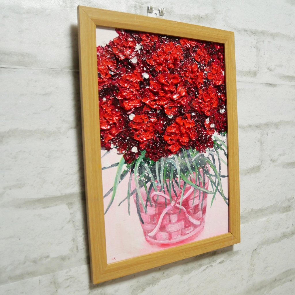 油絵 油彩 油彩画 絵 絵画 【赤いカーネーション】