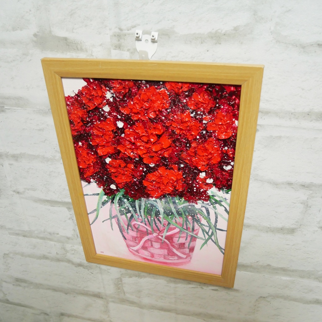 油絵 油彩 油彩画 絵 絵画 【赤いカーネーション】