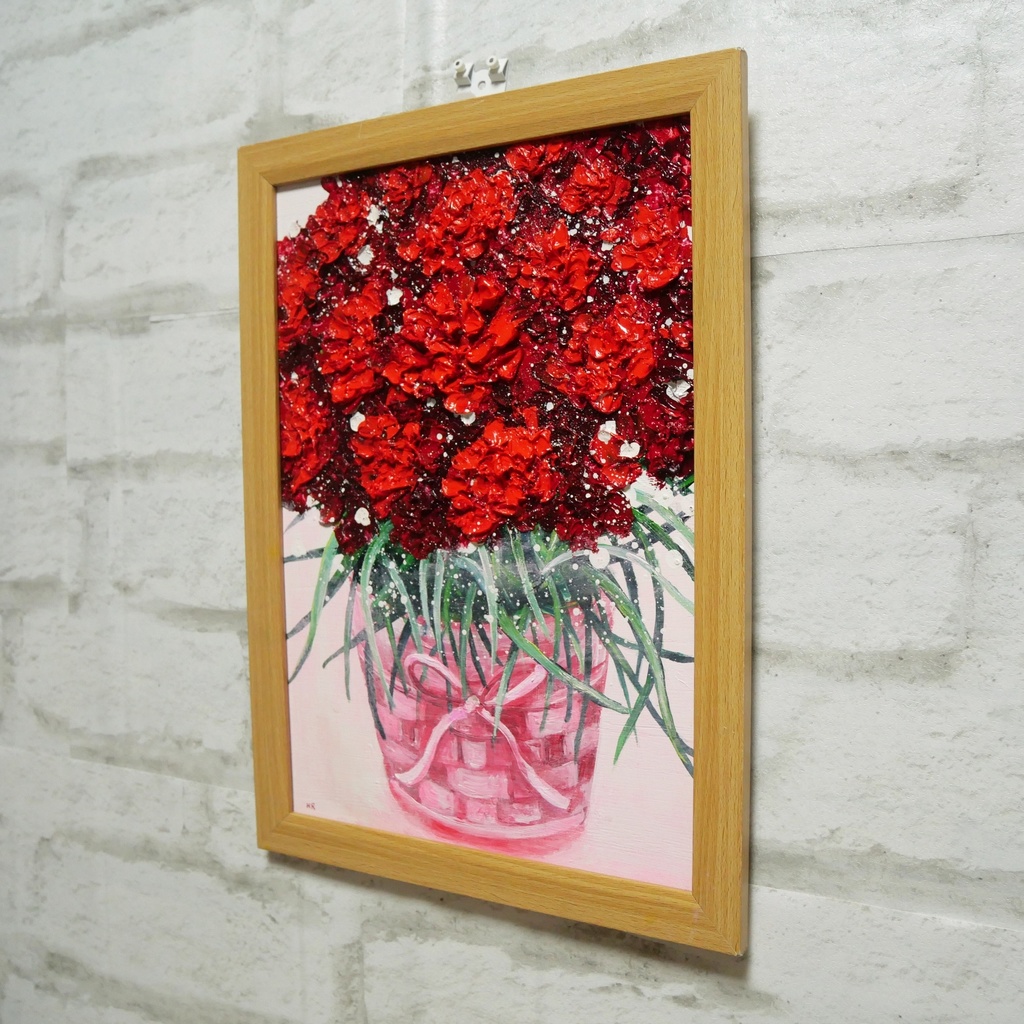 油絵 油彩 油彩画 絵 絵画 【赤いカーネーション】