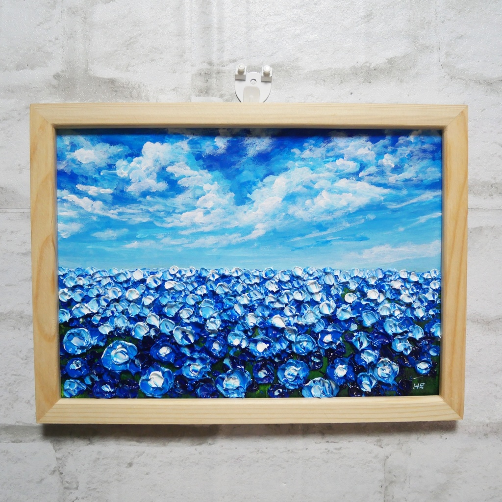油絵 油彩 油彩画 絵 絵画 【blue flower field】風景