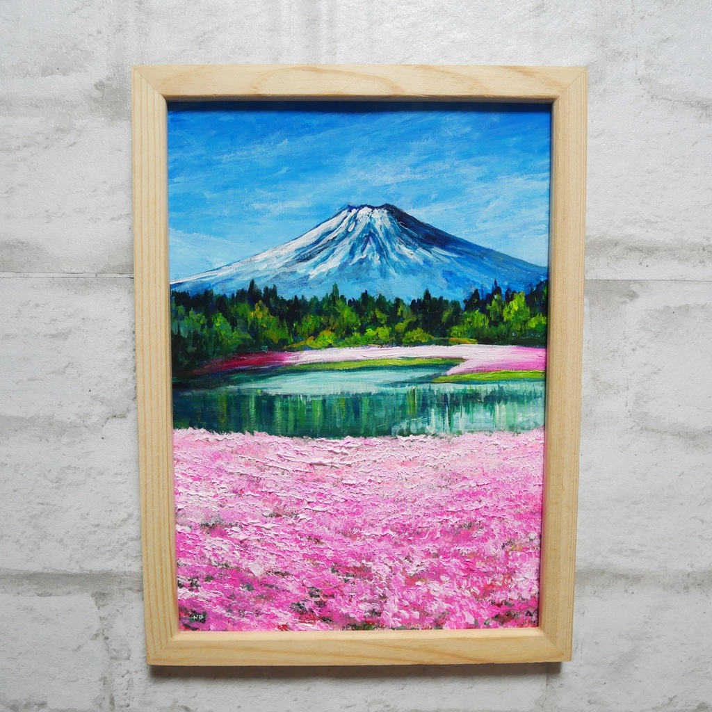 7,450円油絵 油彩 油彩画 絵 絵画 【廃線路の桜】