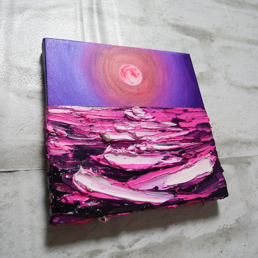 油絵 油彩 油彩画 絵 絵画 アートパネル【ストロベリームーン】