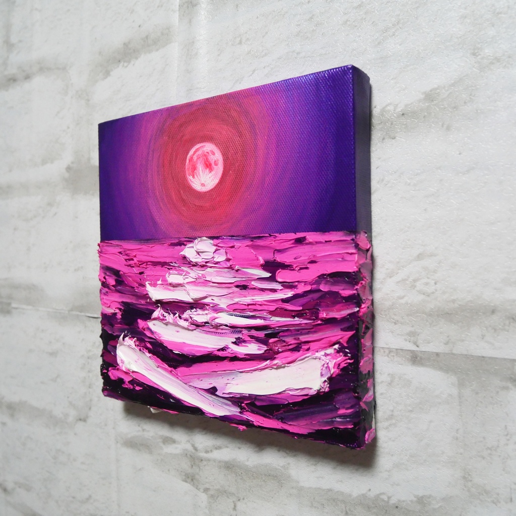 油絵 油彩 油彩画 絵 絵画 アートパネル【ストロベリームーン】