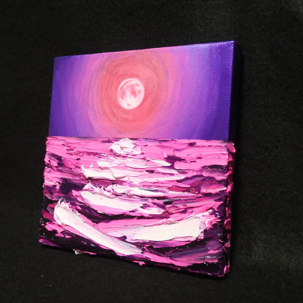 油絵 油彩 油彩画 絵 絵画 アートパネル【ストロベリームーン】