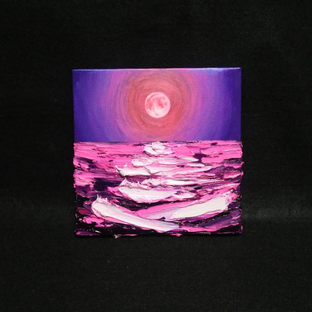 油絵 油彩 油彩画 絵 絵画 アートパネル【ストロベリームーン】