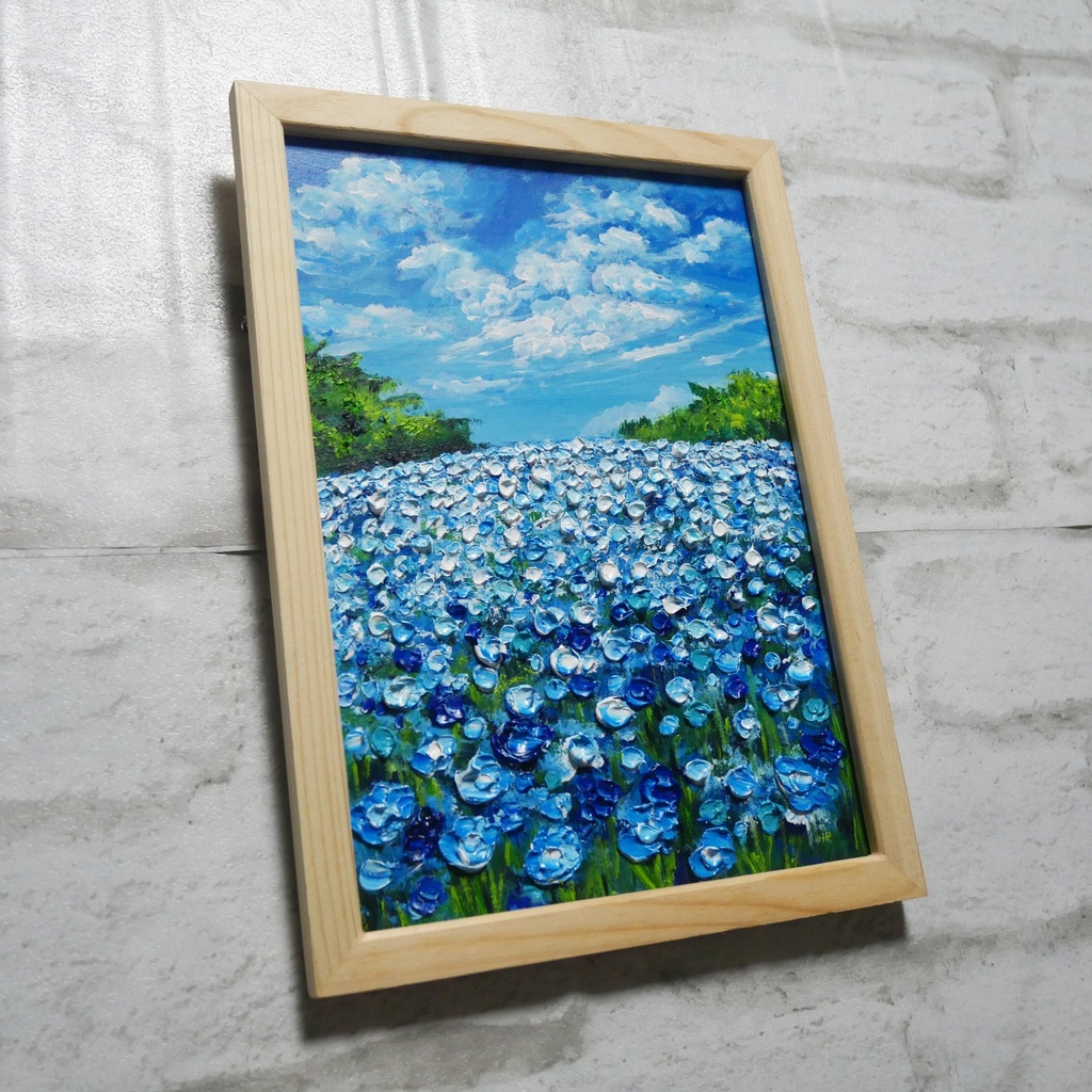 油絵 油彩 油彩画 絵 絵画【青の丘】