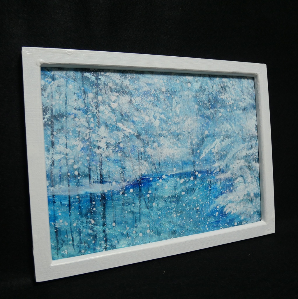 油絵油彩 油彩画 絵画 【白い池】