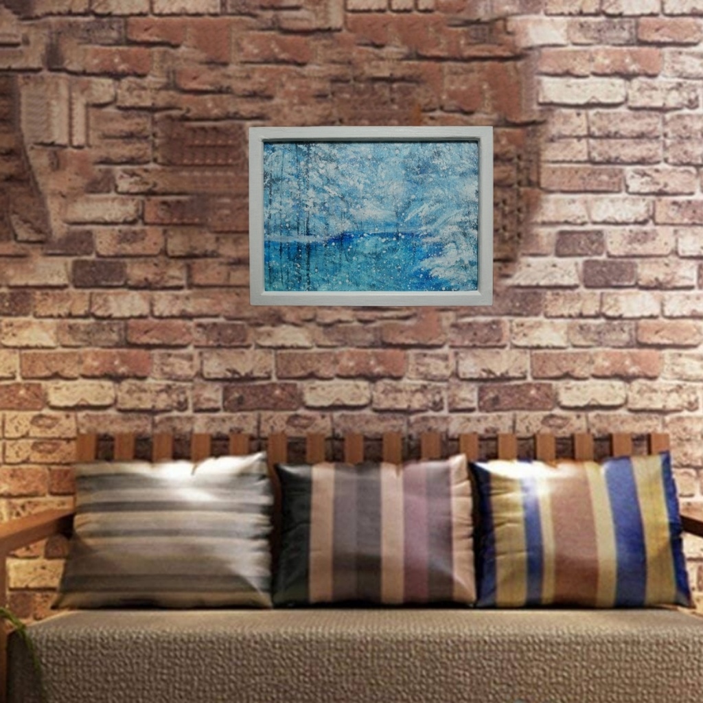 油絵油彩 油彩画 絵画 【白い池】