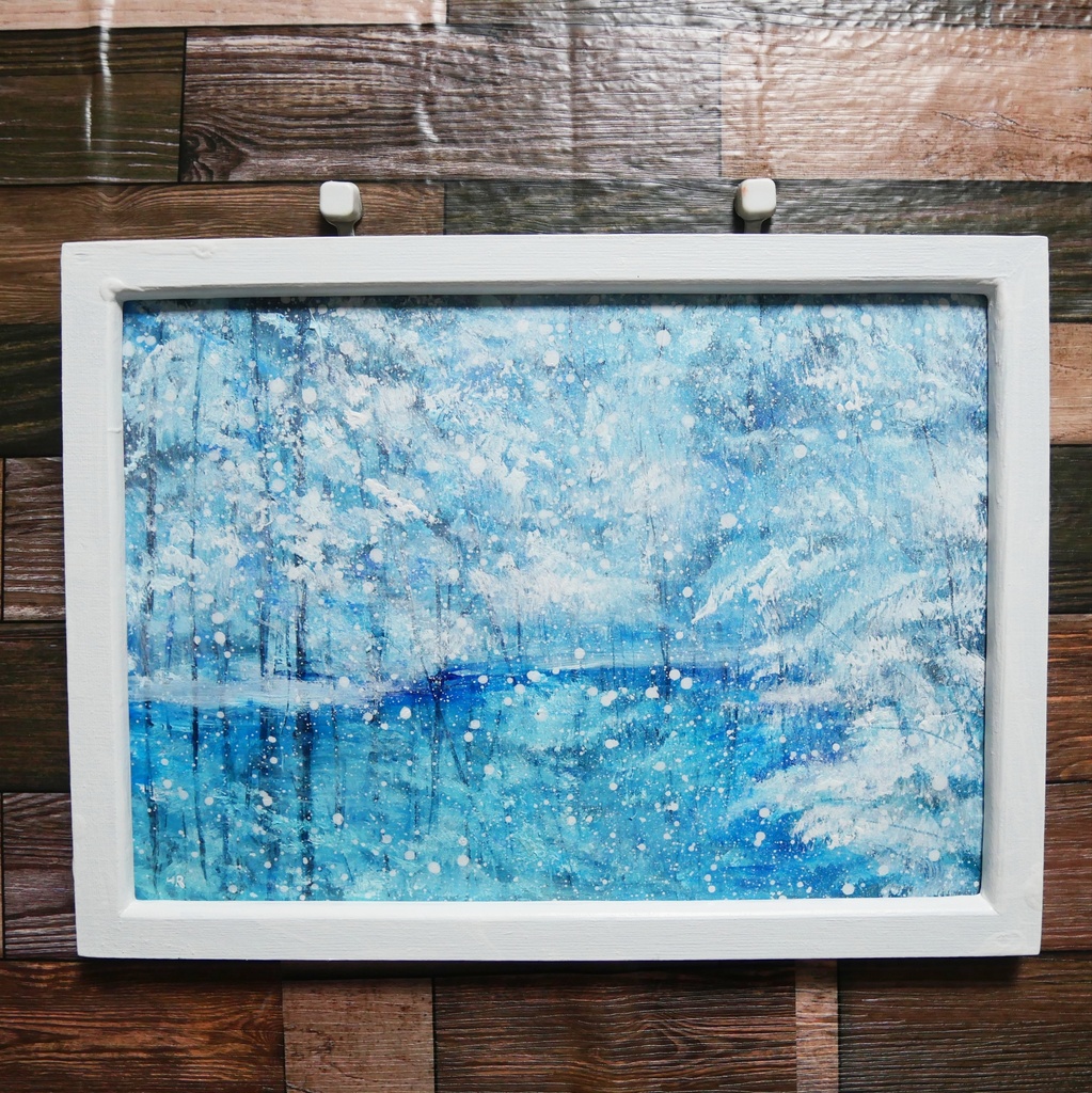 油絵油彩 油彩画 絵画 【白い池】