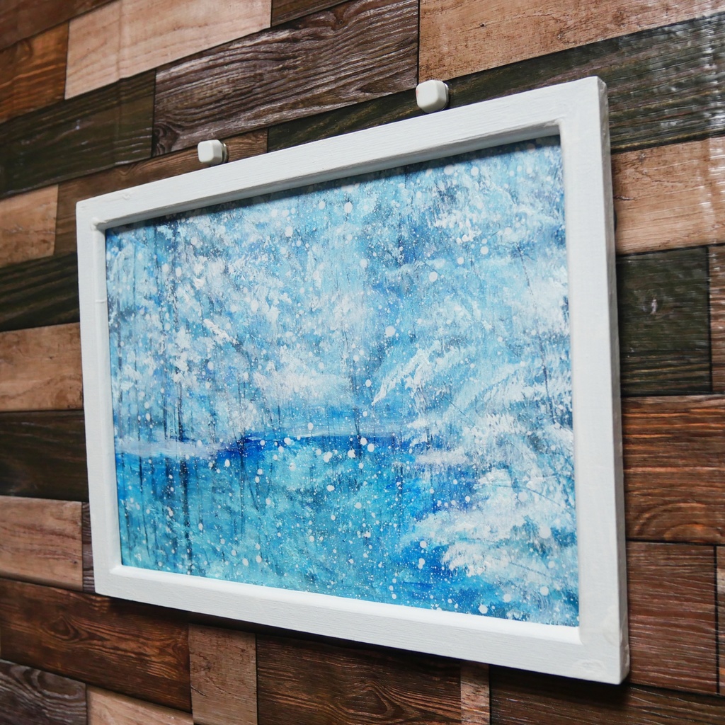 油絵油彩 油彩画 絵画 【白い池】