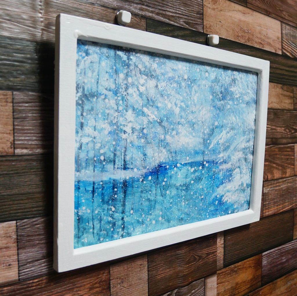 油絵油彩 油彩画 絵画 【白い池】