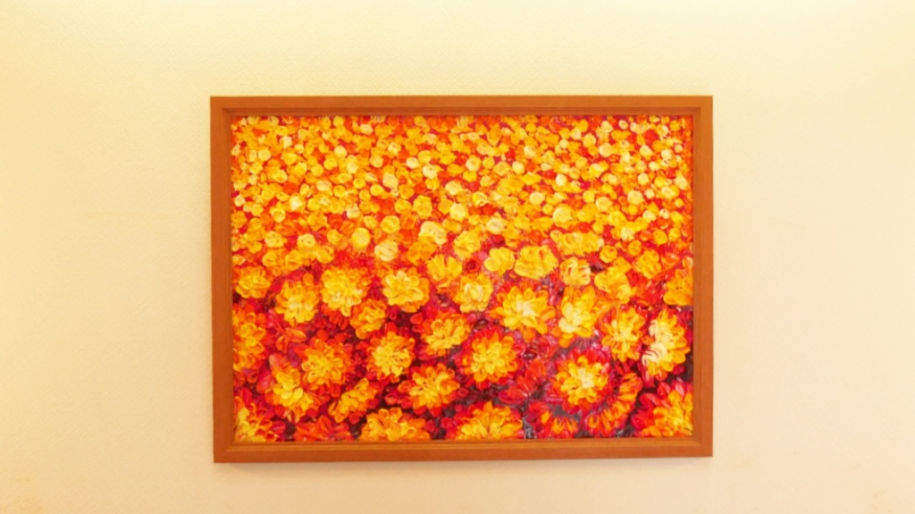 油絵 油彩 油彩画 絵 絵画 マリーゴールド畑【A2】