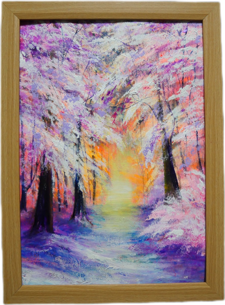 油絵 絵画 【冬の朝日】