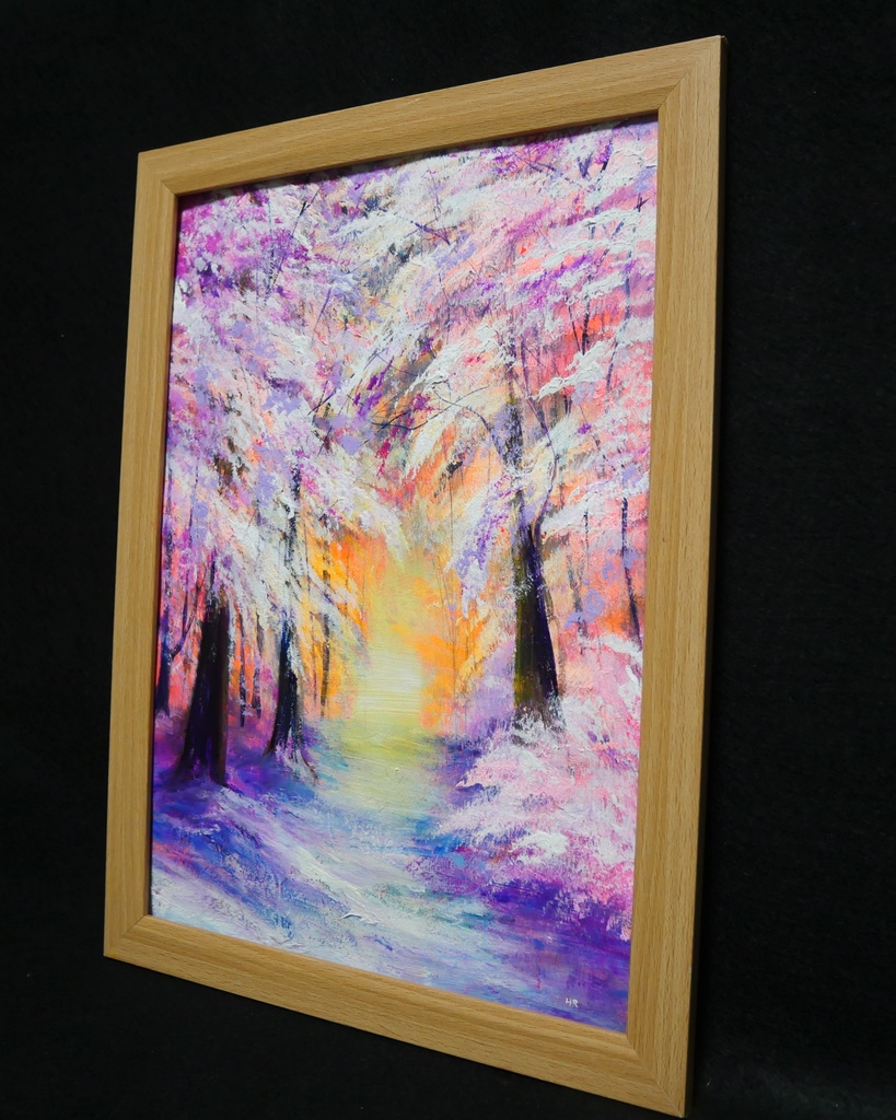 油絵 絵画 【冬の朝日】