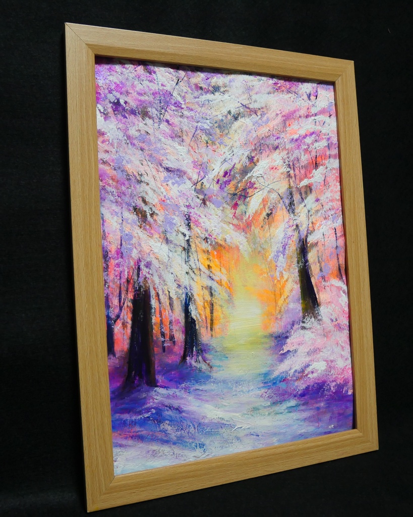 油絵 絵画 【冬の朝日】