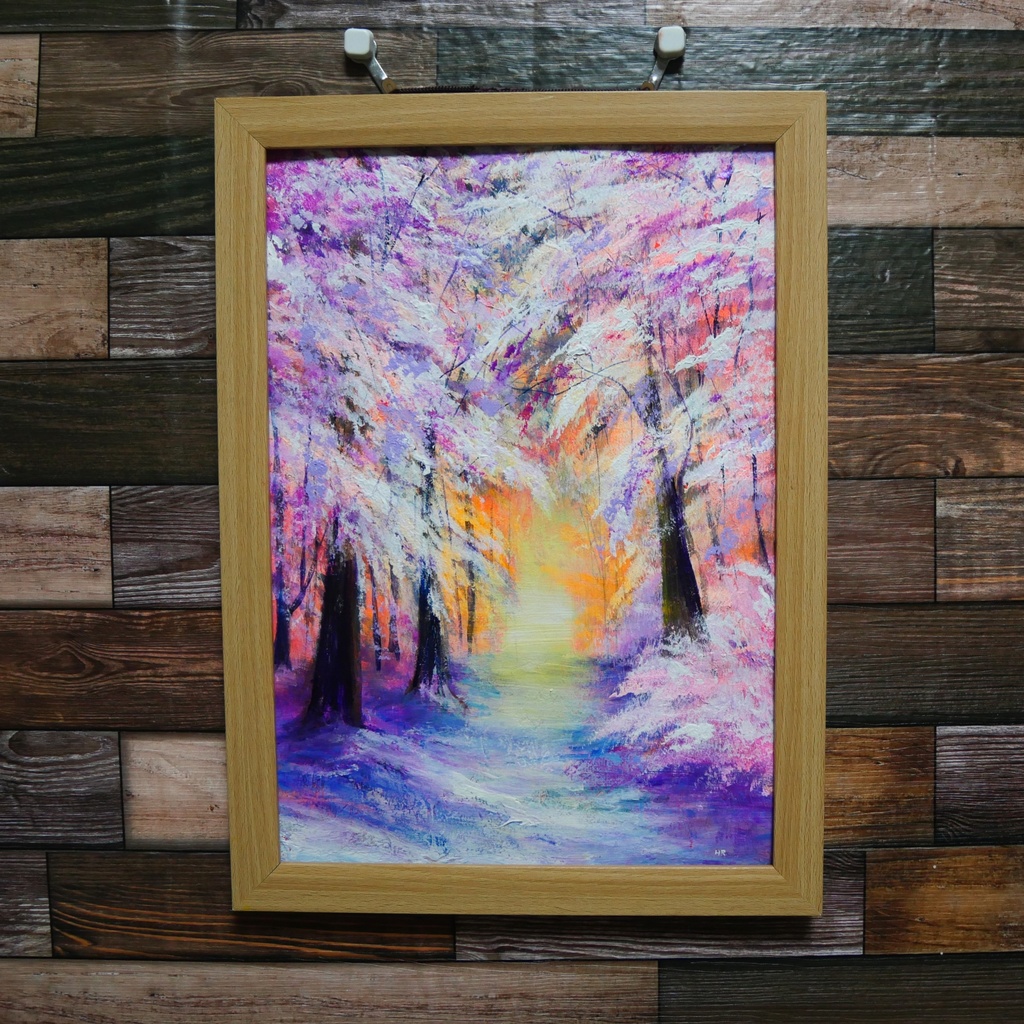 油絵 絵画 【冬の朝日】