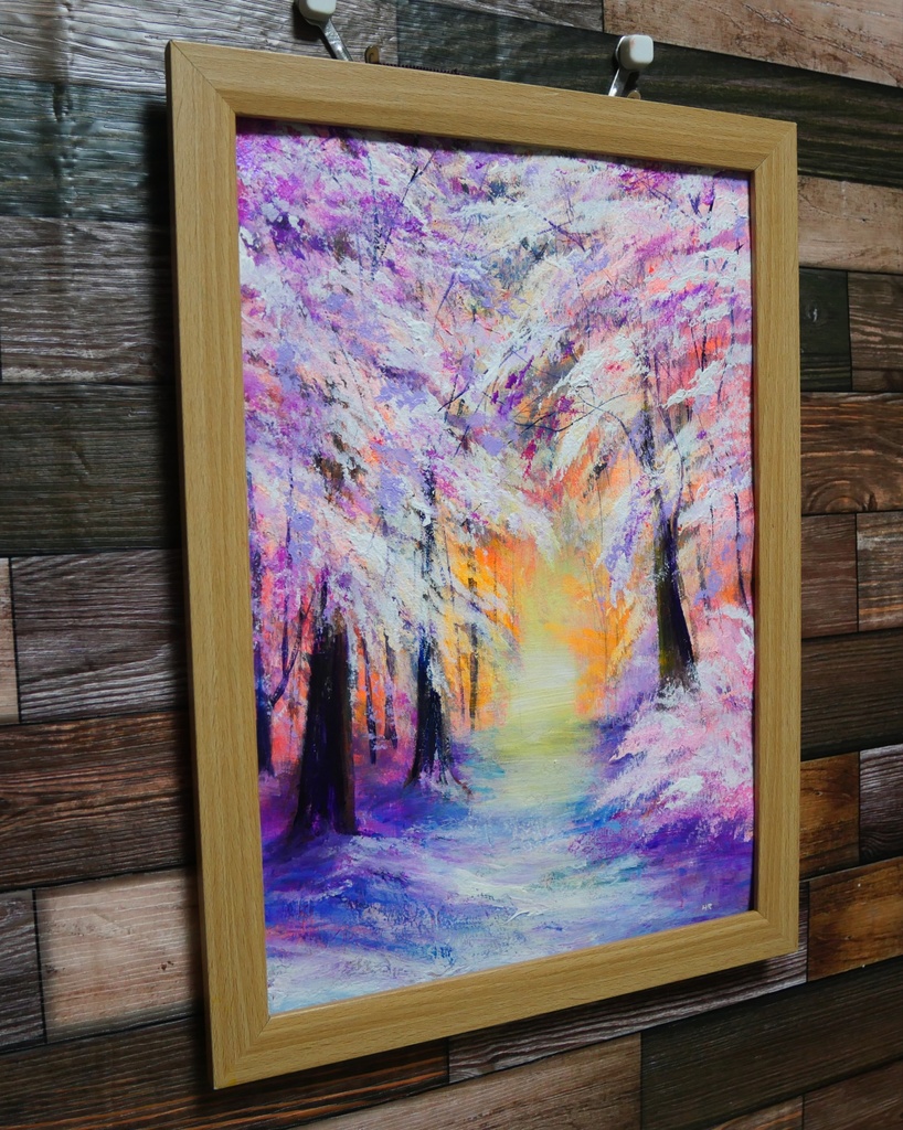 油絵 絵画 【冬の朝日】