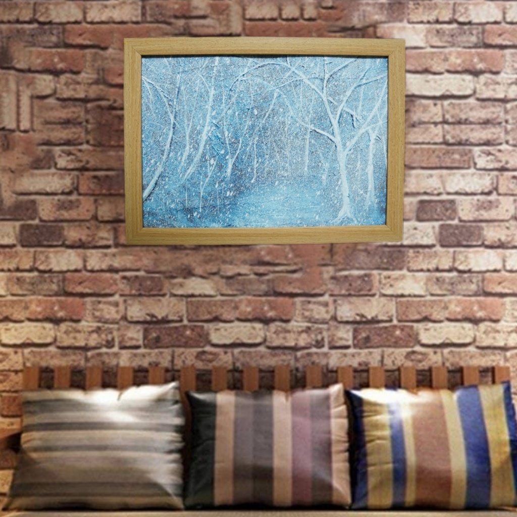 油絵 絵画 【吹雪の森】