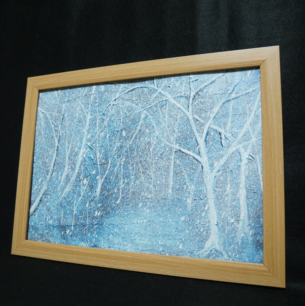 油絵 絵画 【吹雪の森】