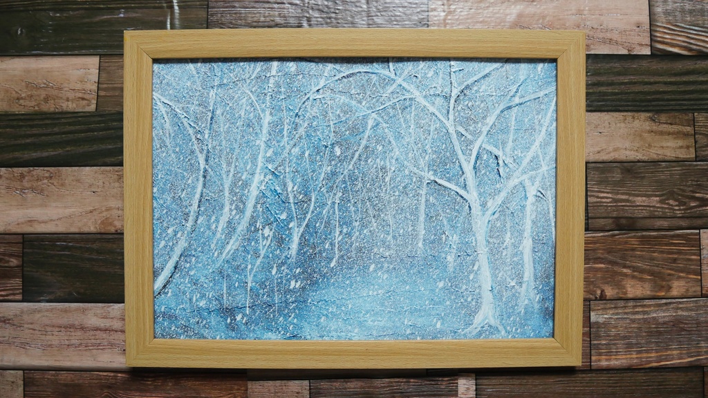 油絵 絵画 【吹雪の森】