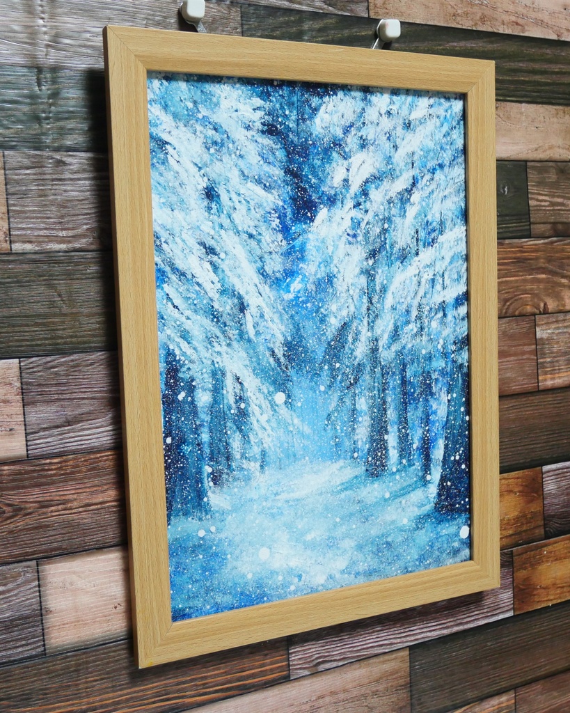 油絵 絵画 【森の冬】