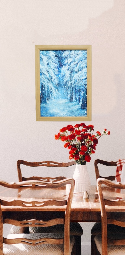 油絵 絵画 【森の冬】