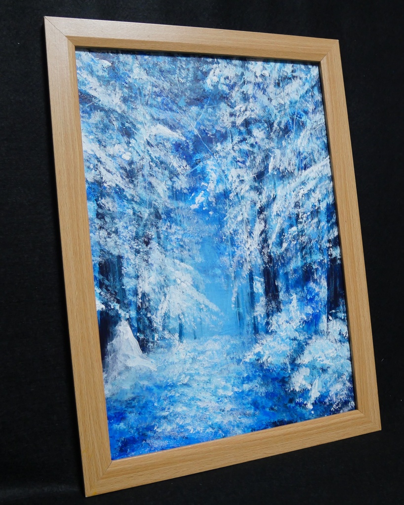 油絵 絵画 【森の冬】