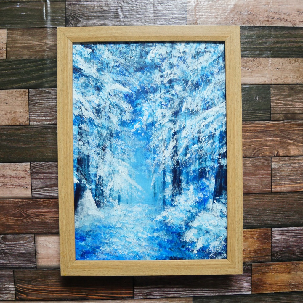 油絵 絵画 【森の冬】