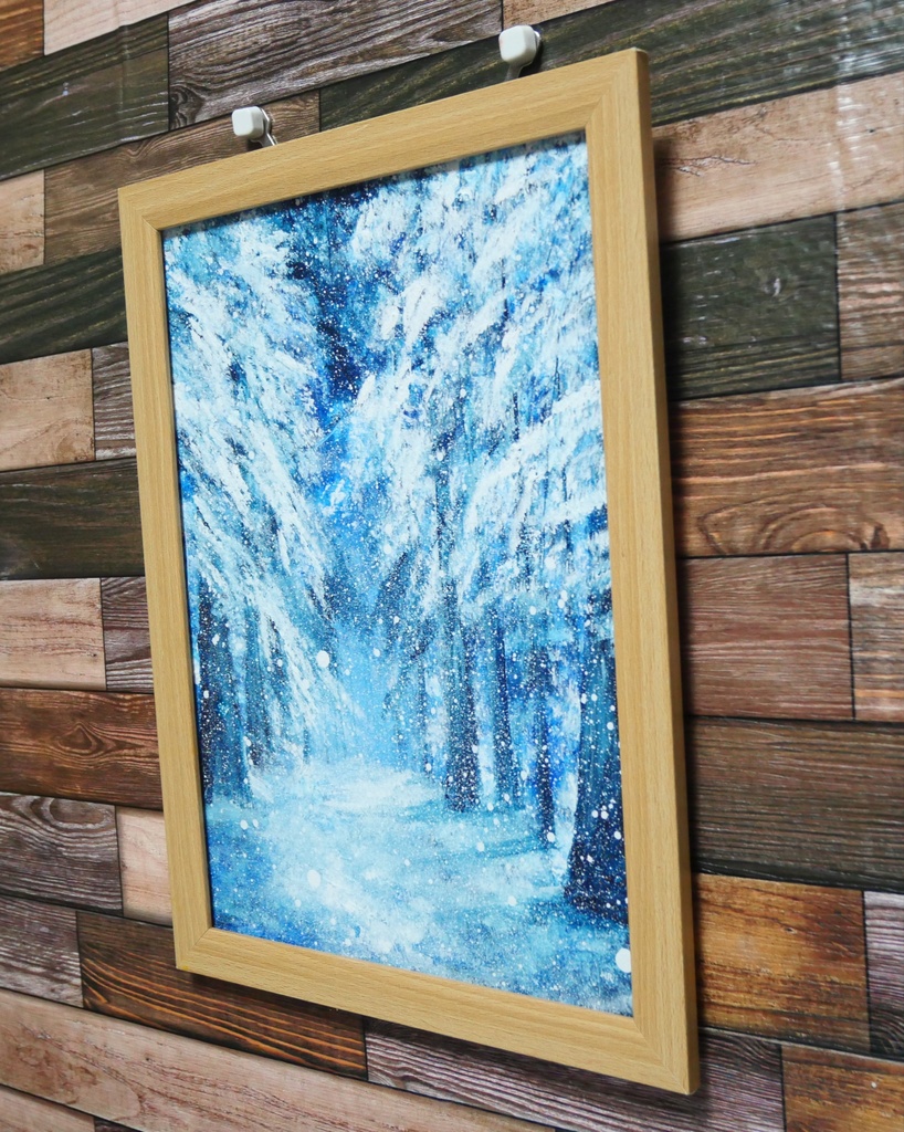 油絵 絵画 【森の冬】