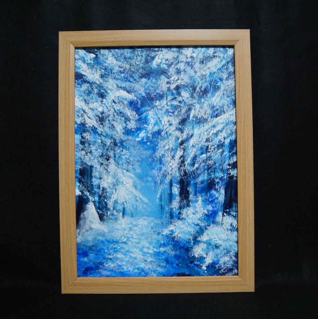 油絵 絵画 【森の冬】