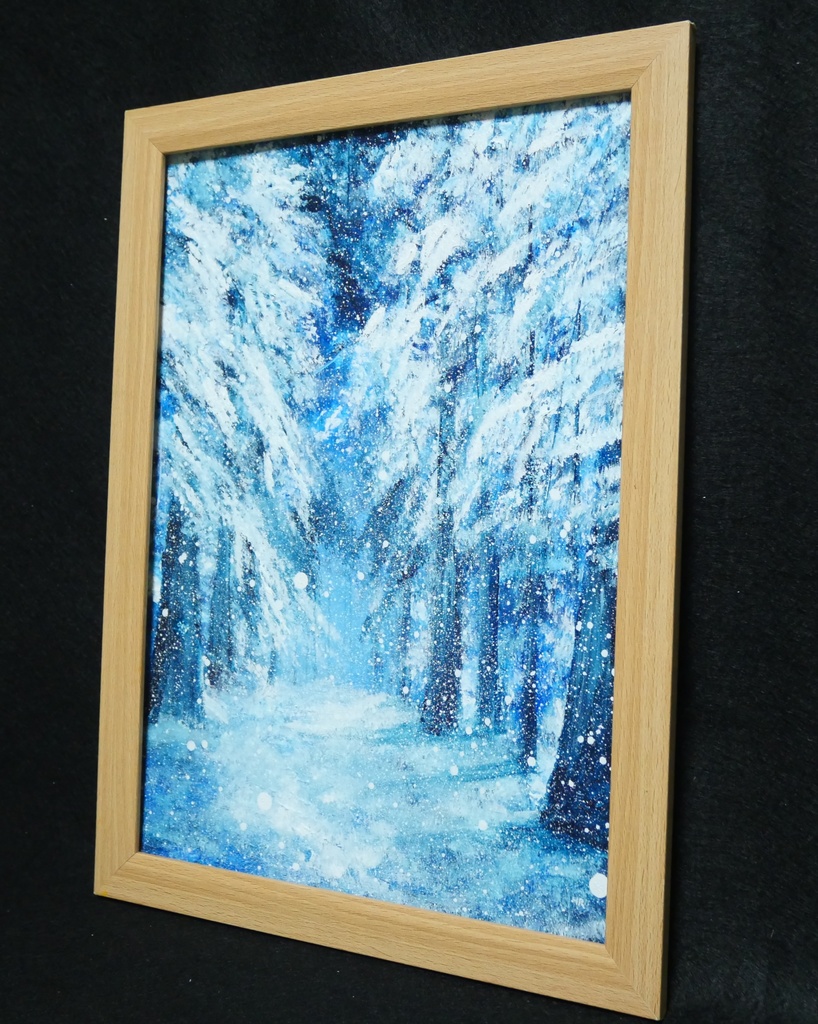 油絵 絵画 【森の冬】